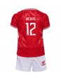 Dánsko Kasper Dolberg #12 Domácí dres pro děti ME 2024 Krátký Rukáv (+ trenýrky)
